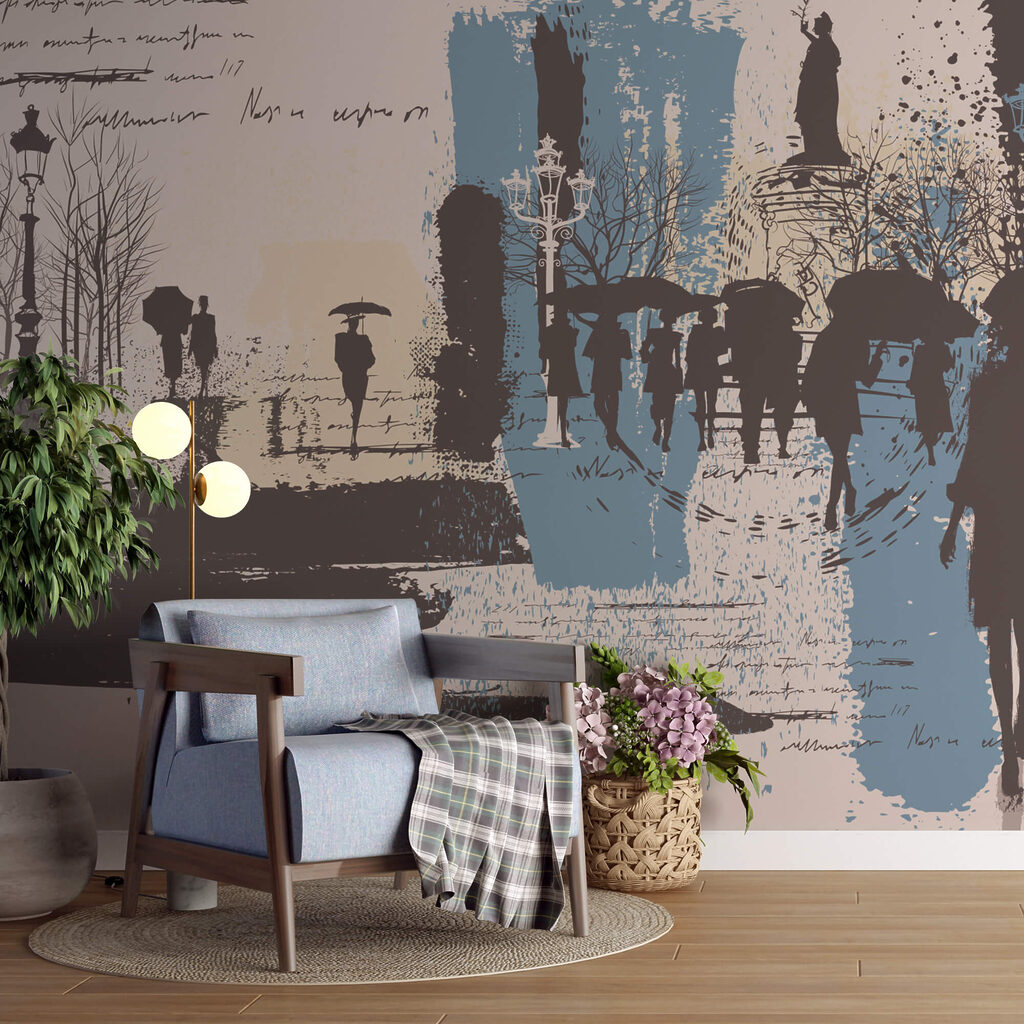 Група людей йде з парасольками