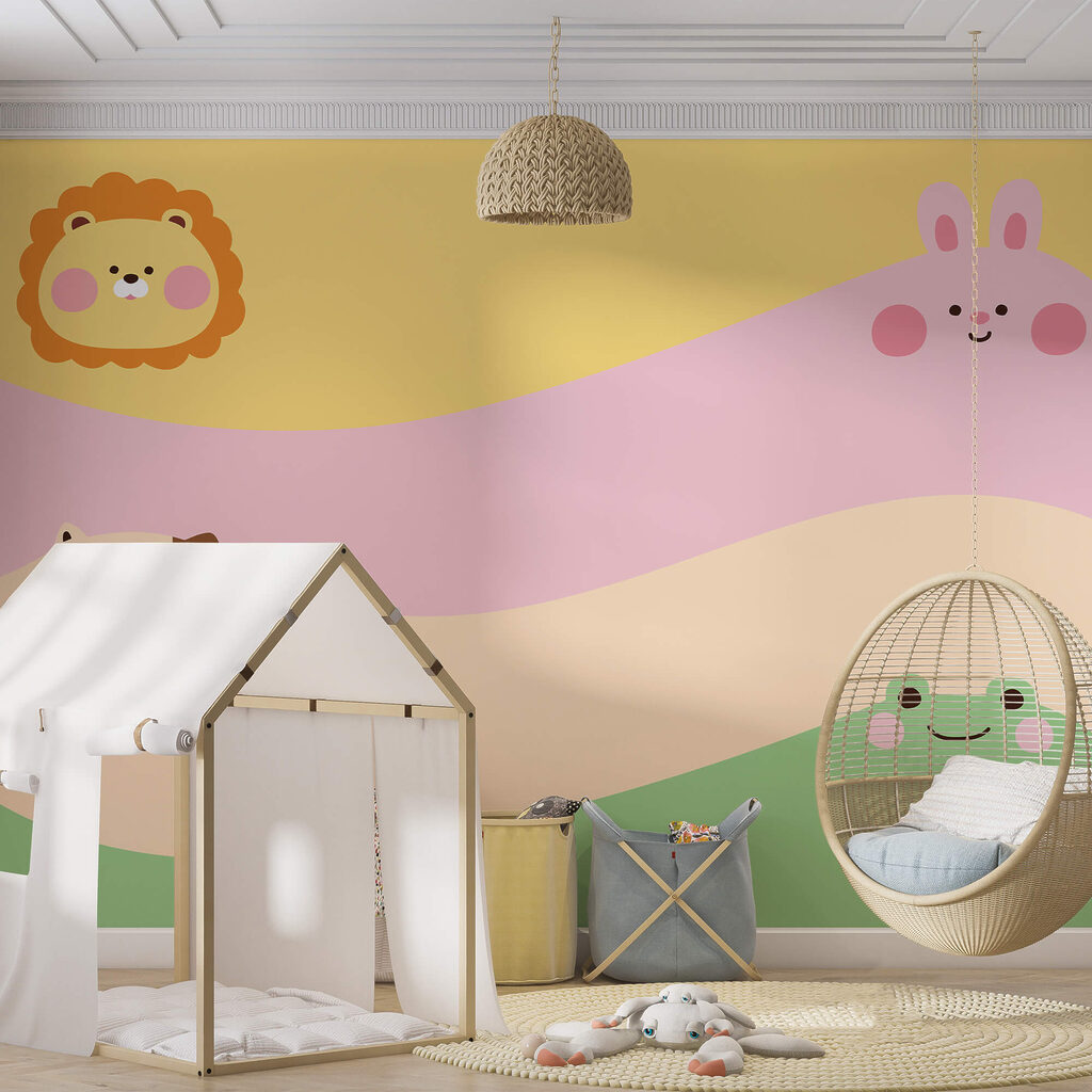 Група тварин з левом і левеням