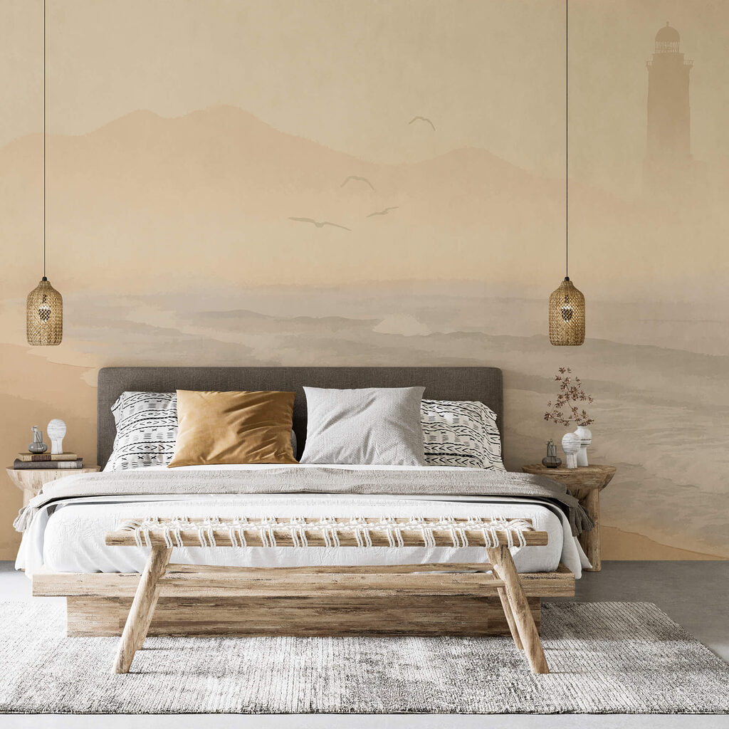 Пляж з хвилями та птахами Пляж з хвилями та птахами