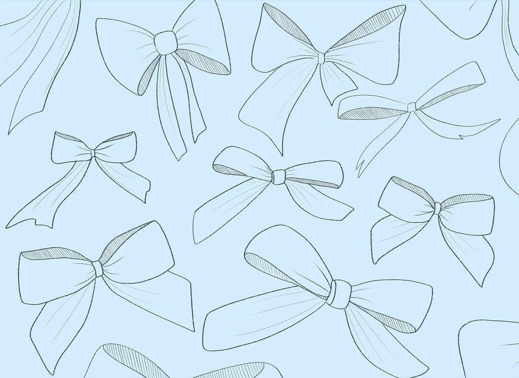 Pattern of bows on a blue background Pattern of bows on a blue background