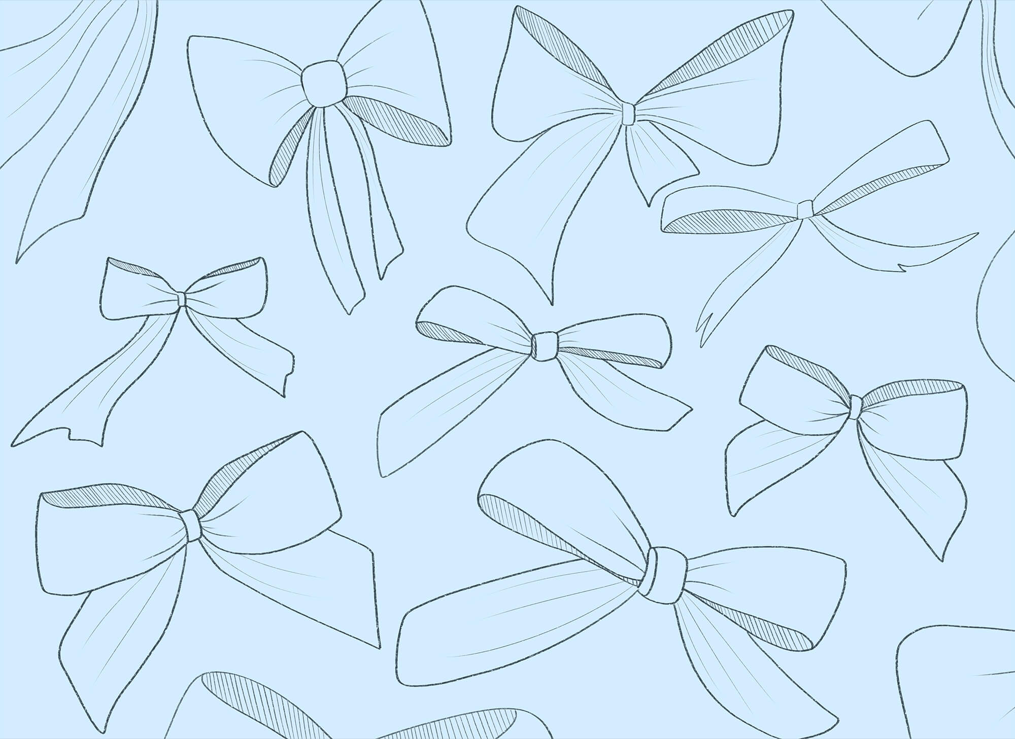 Pattern of bows on a blue background Pattern of bows on a blue background