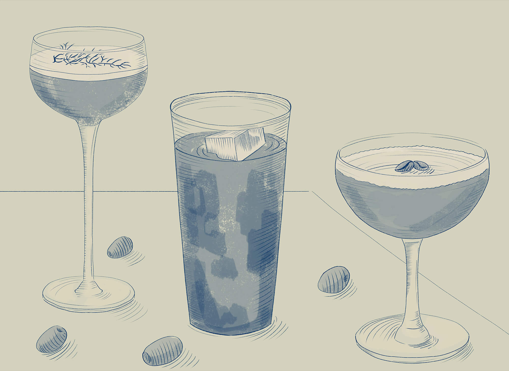 Group of glasses of drinks Group of glasses of drinks