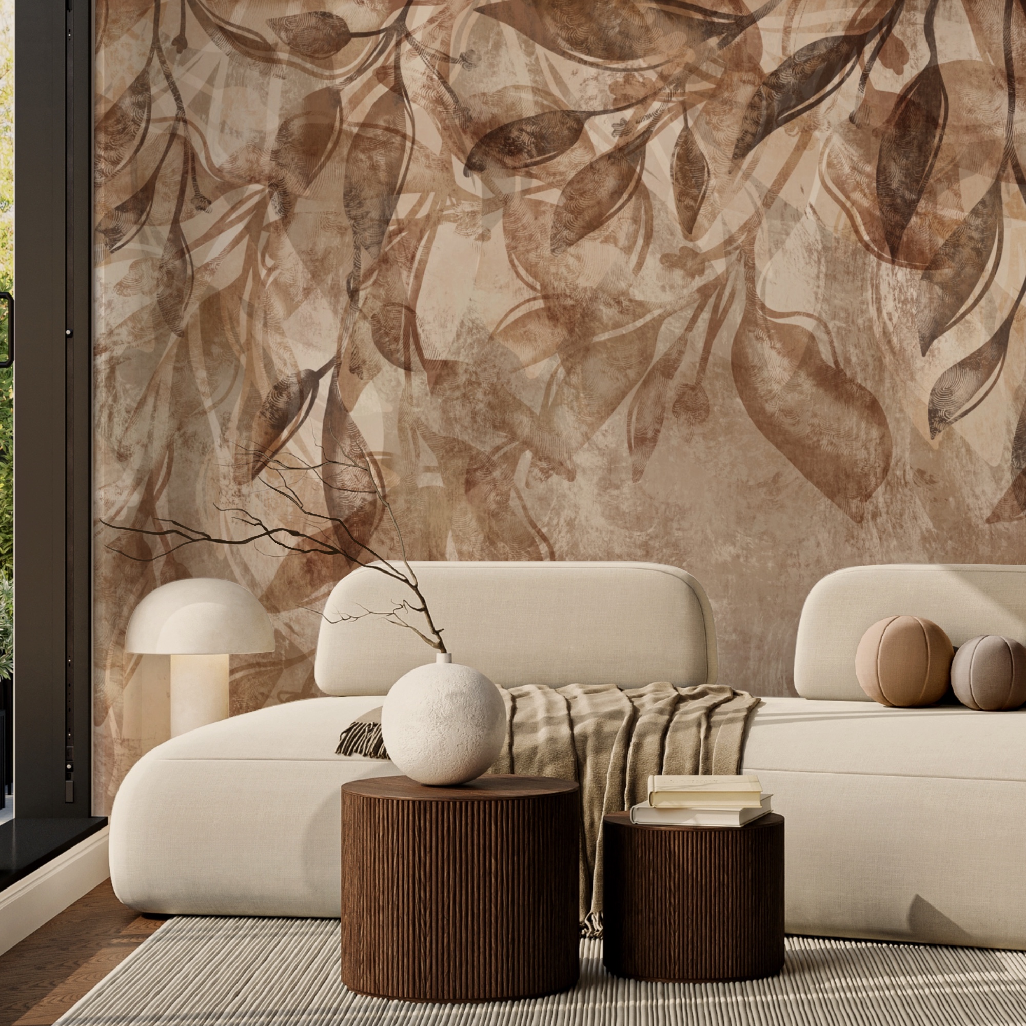 Коричнево-білий квітковий візерунок