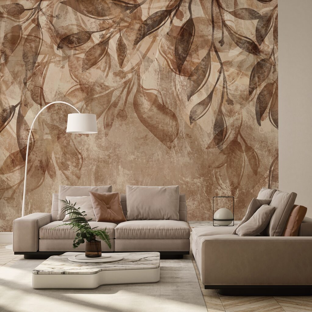 Коричнево-білий квітковий візерунок