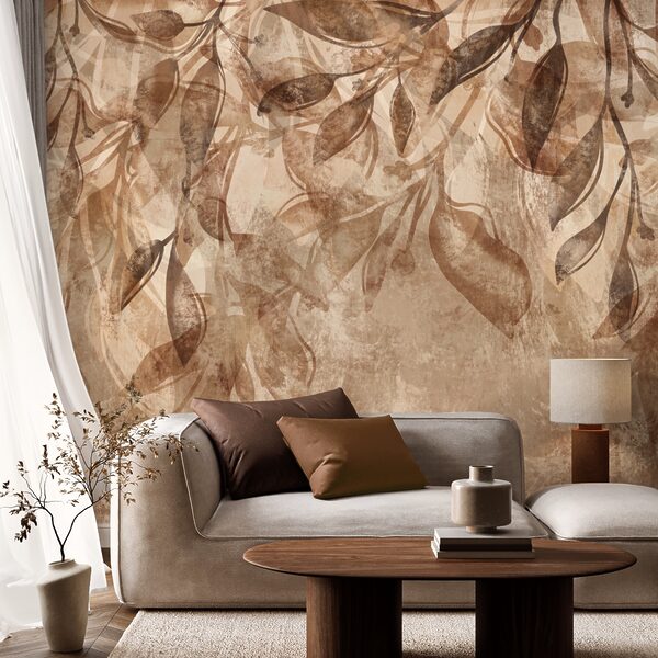 Коричнево-білий квітковий візерунок