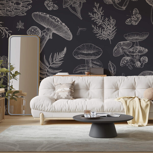 Візерунок грибів та листя