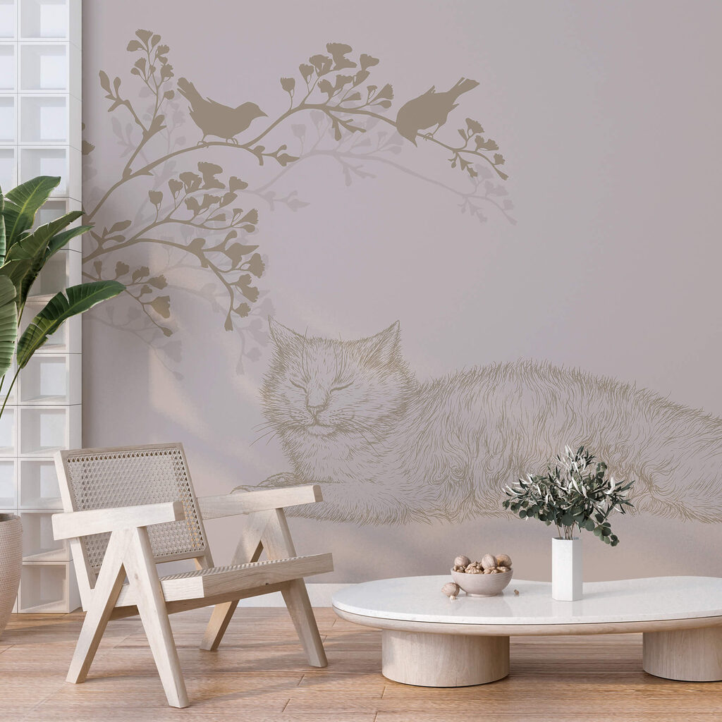 Кіт лежить на гілці дерева