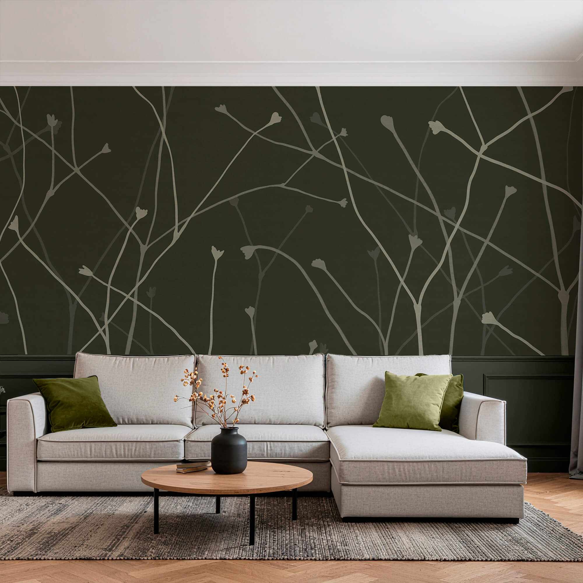 Тонкі гілки на темному тлі