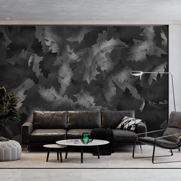 Чорно-білий візерунок з листям