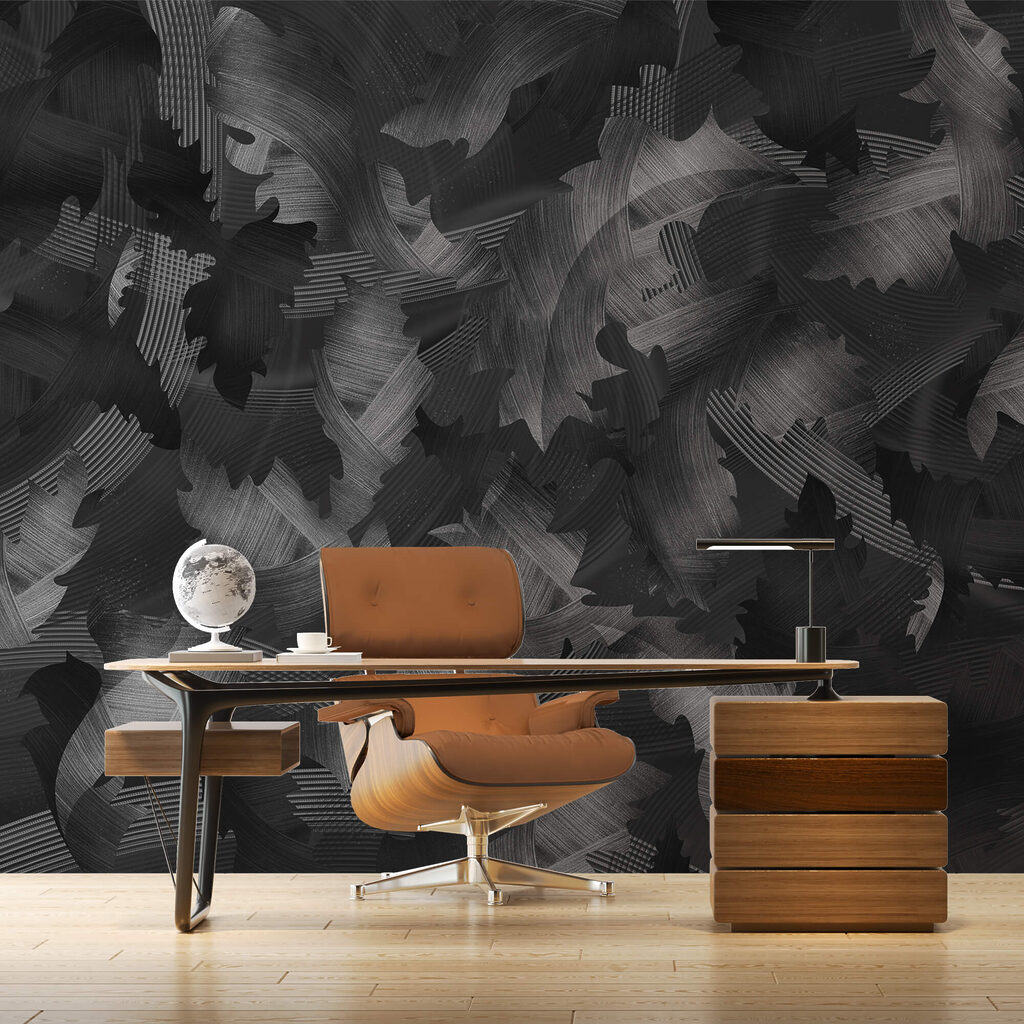 Чорно-білий візерунок з листям