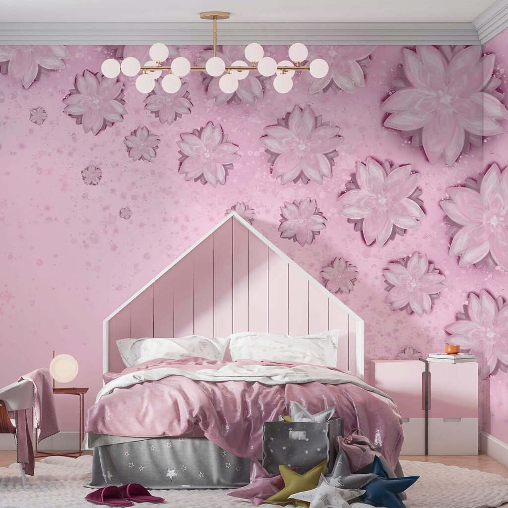 Рожевий фон з квітами