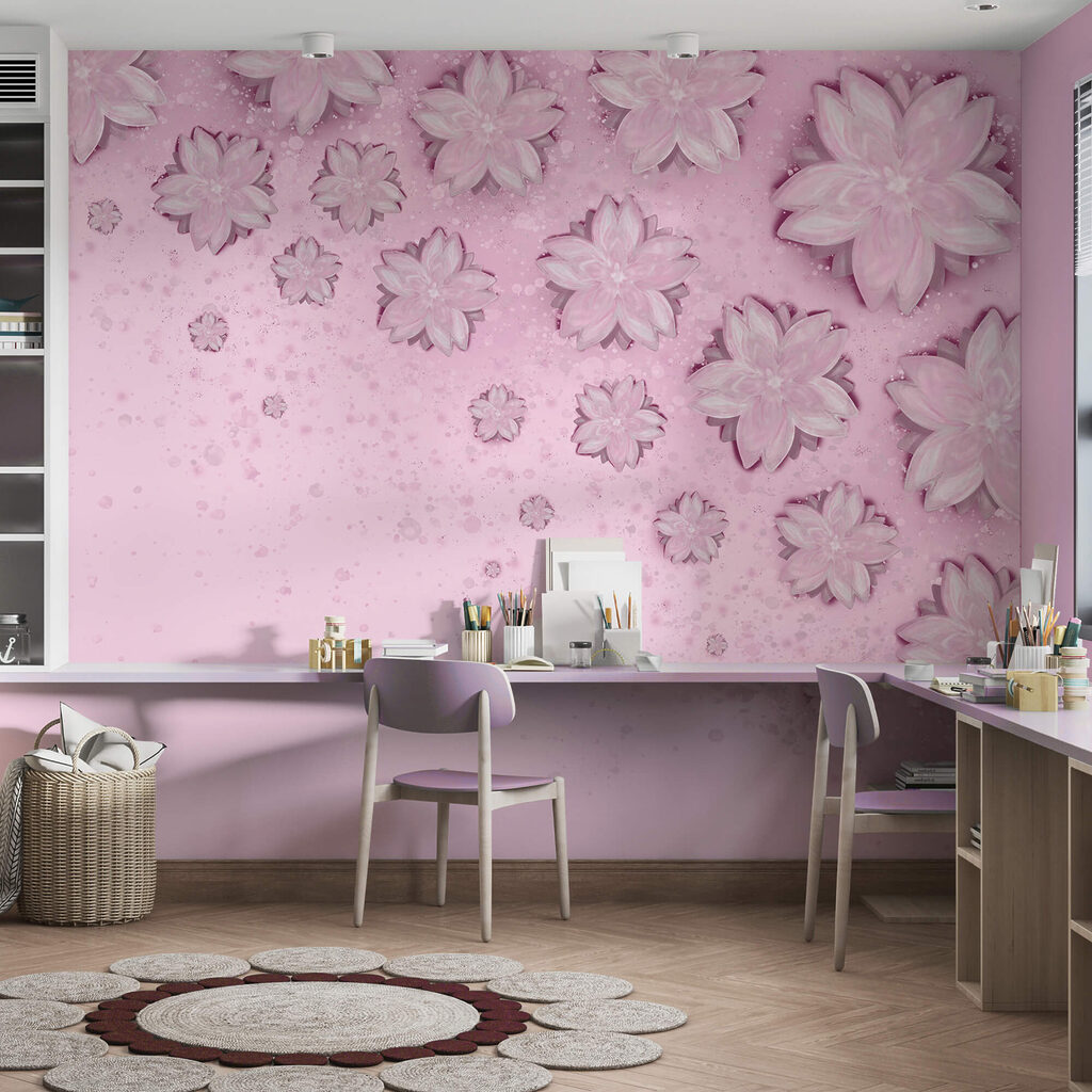 Рожевий фон з квітами