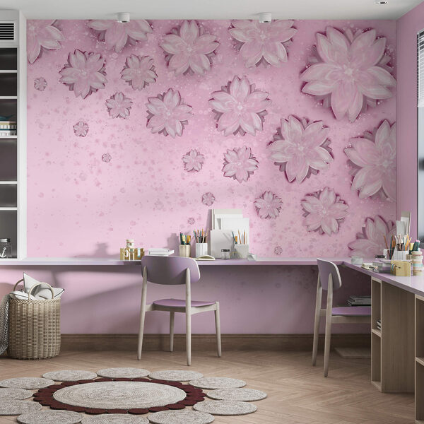 Рожевий фон з квітами