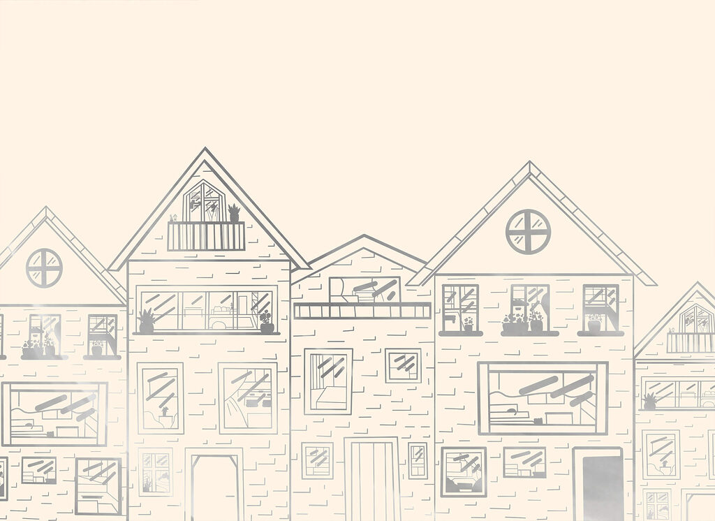 Drawing of a row of houses