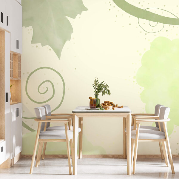 Зелене листя і завитки на білому тлі