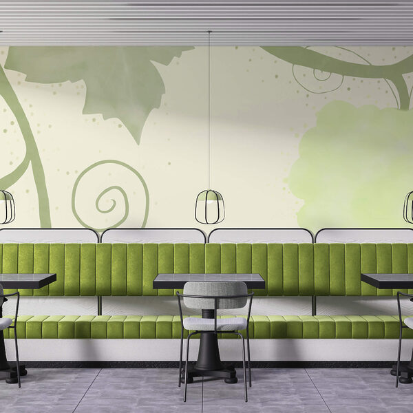 Зелене листя і завитки на білому тлі