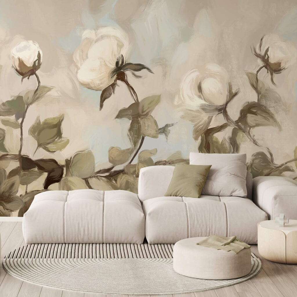 Малювання білих квітів і листя