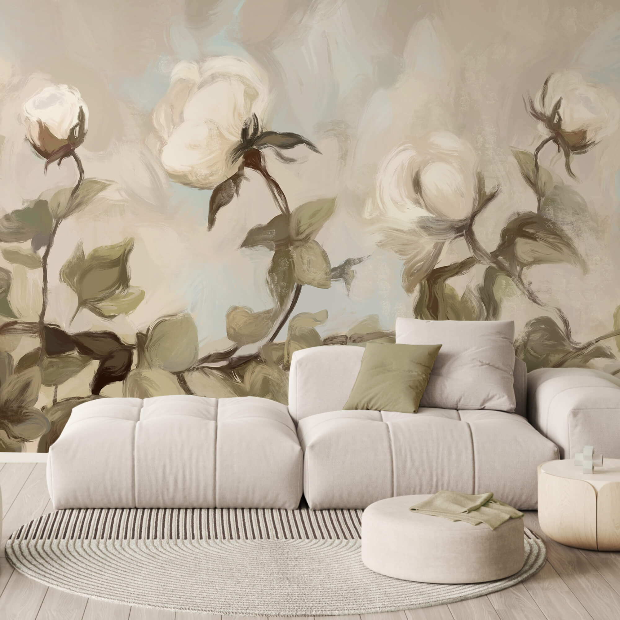 Малювання білих квітів і листя