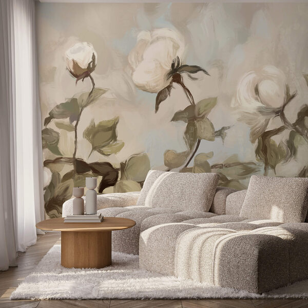 Малювання білих квітів і листя