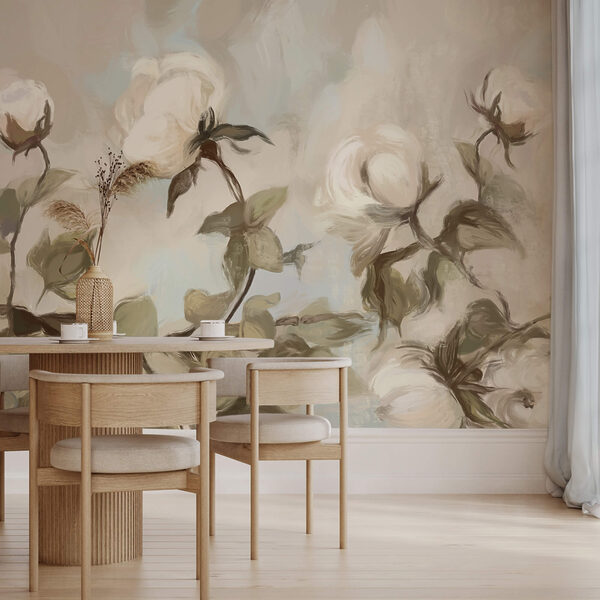 Малювання білих квітів і листя