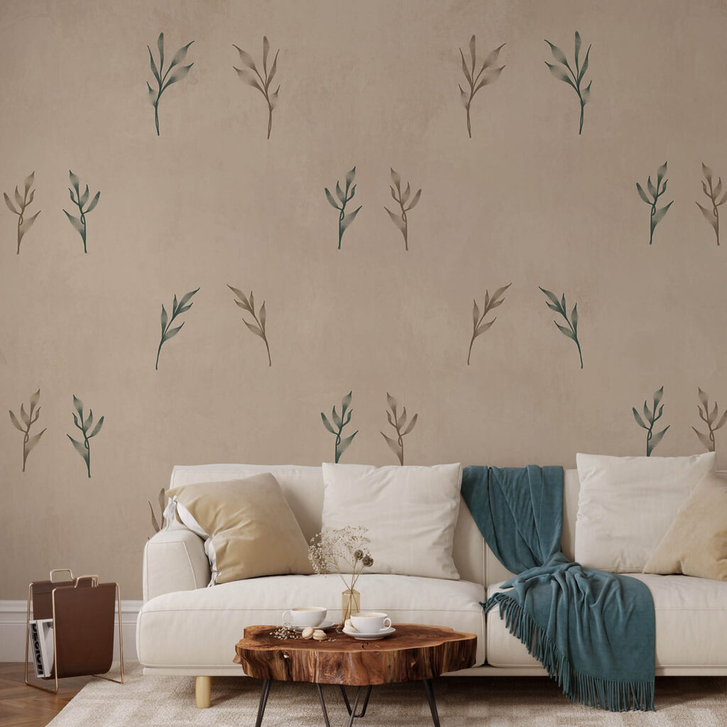Візерунок з листя на бежевому тлі