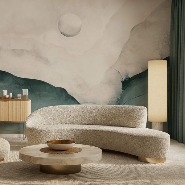 Картина гори з місяцем на небі