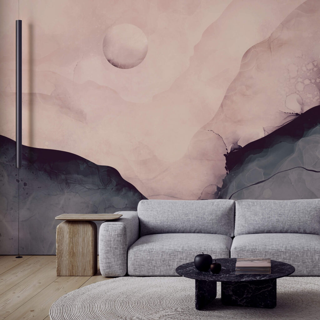 Картина гори з місяцем