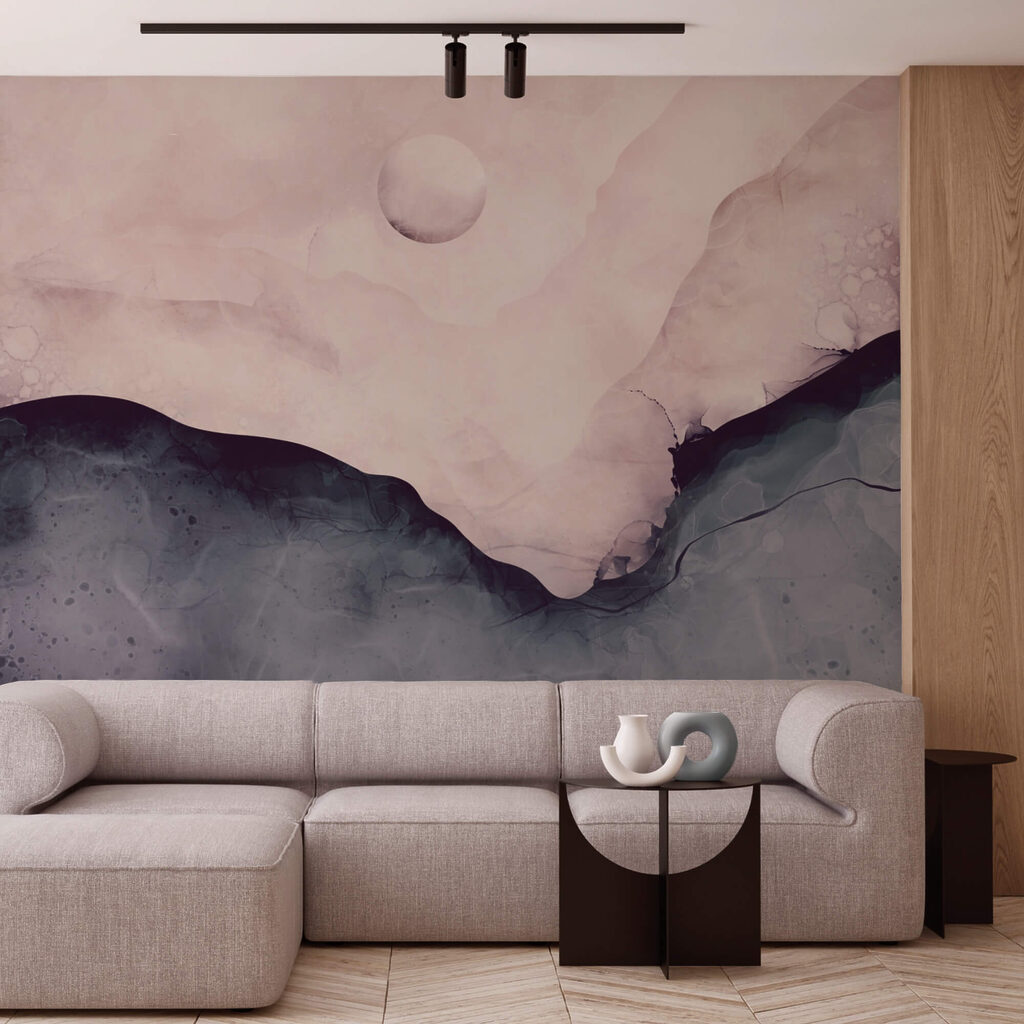 Картина гори з місяцем