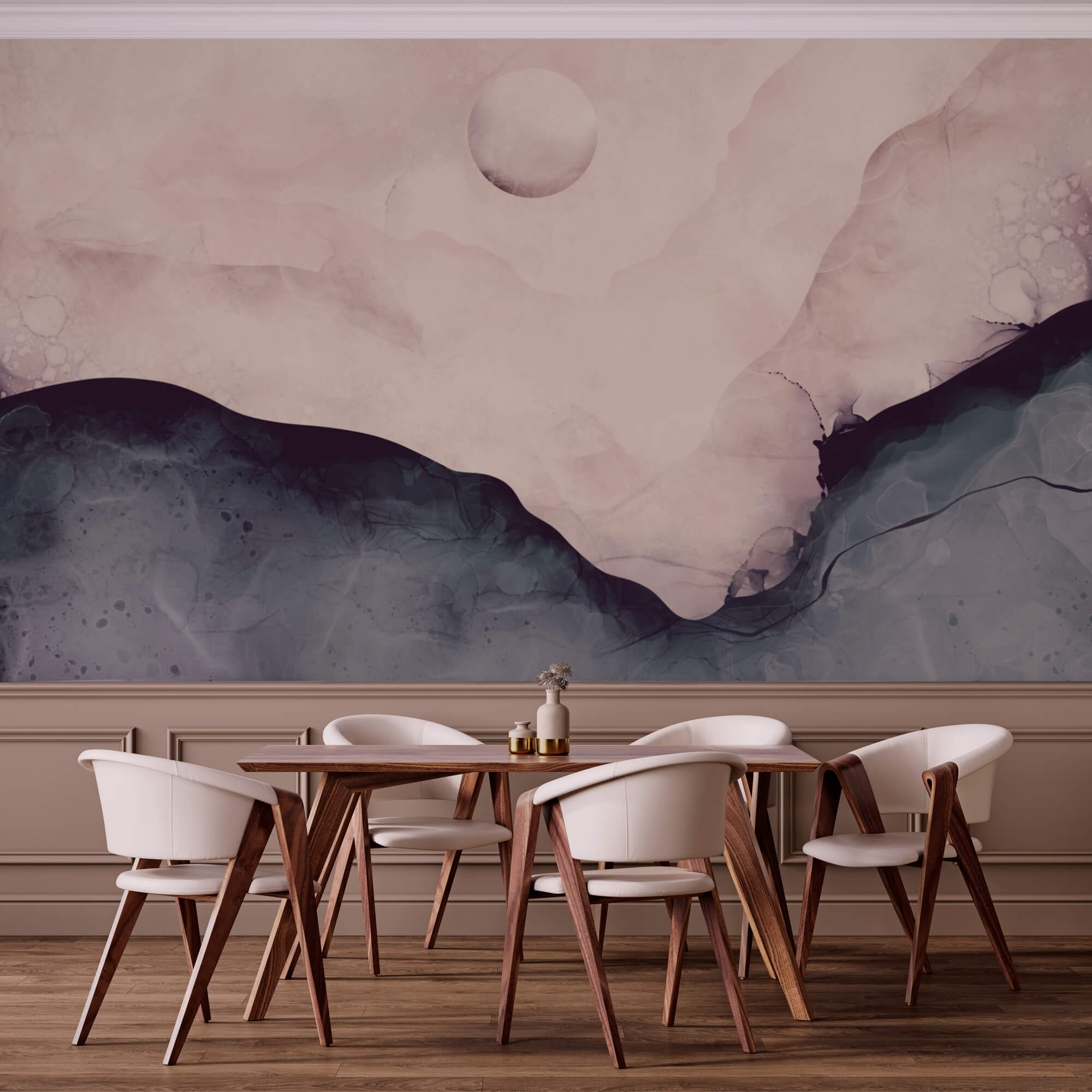 Картина гори з місяцем