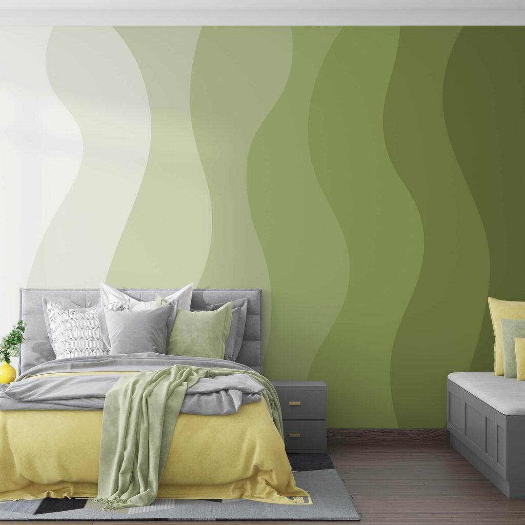 Зелені та білі хвилясті лінії