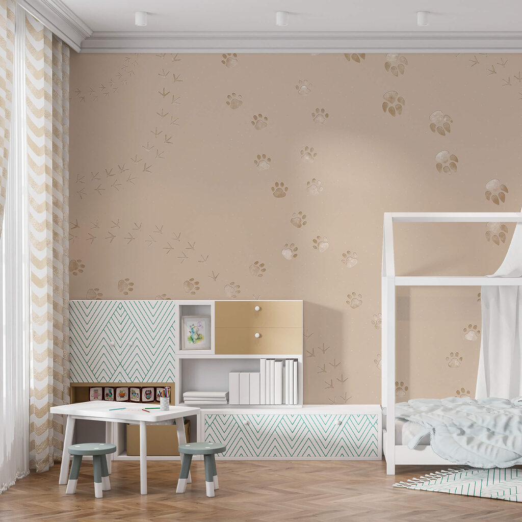 Візерунок відбитків лап і птахів