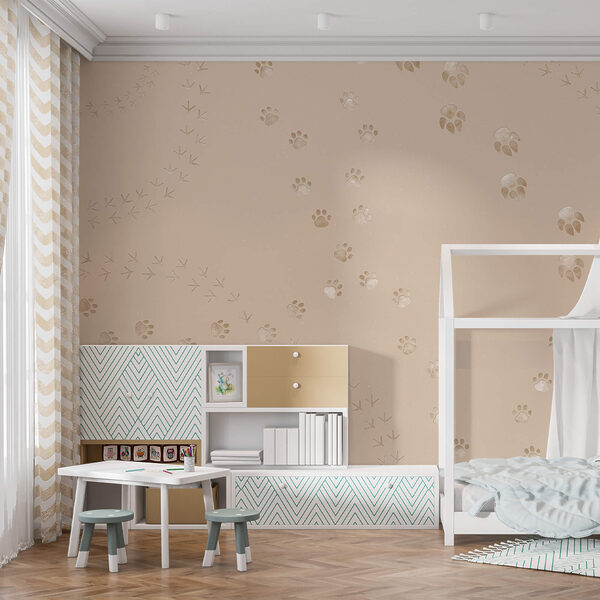 Фотошпалери Фотошпалери Візерунок відбитків лап і птахів (Артикул: t00410)