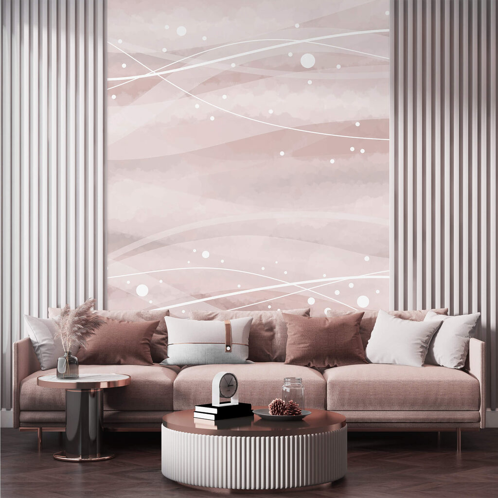 Білі лінії та крапки на рожевому тлі