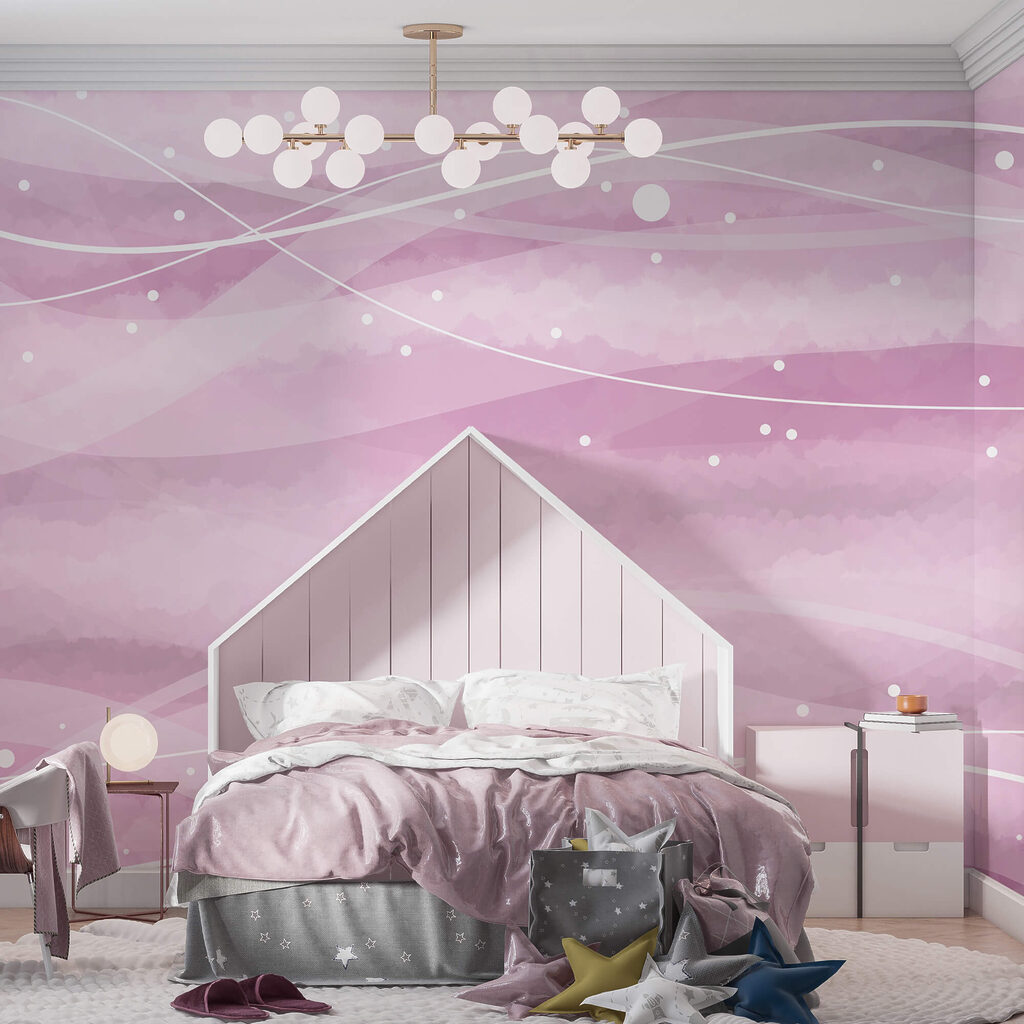 Рожевий фон з білими лініями та крапками