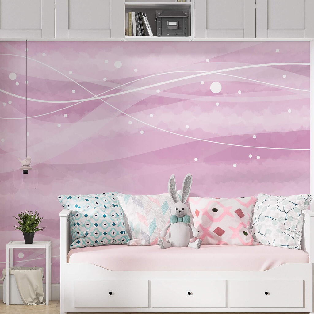 Рожевий фон з білими лініями та крапками