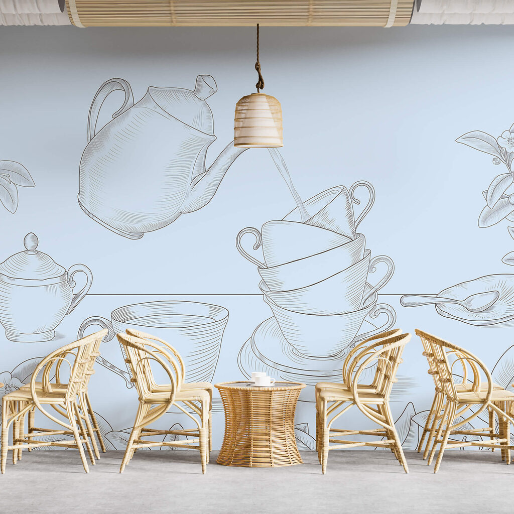 Чайник, що наливає чай у стос чашок Чайник, що наливає чай у стос чашок