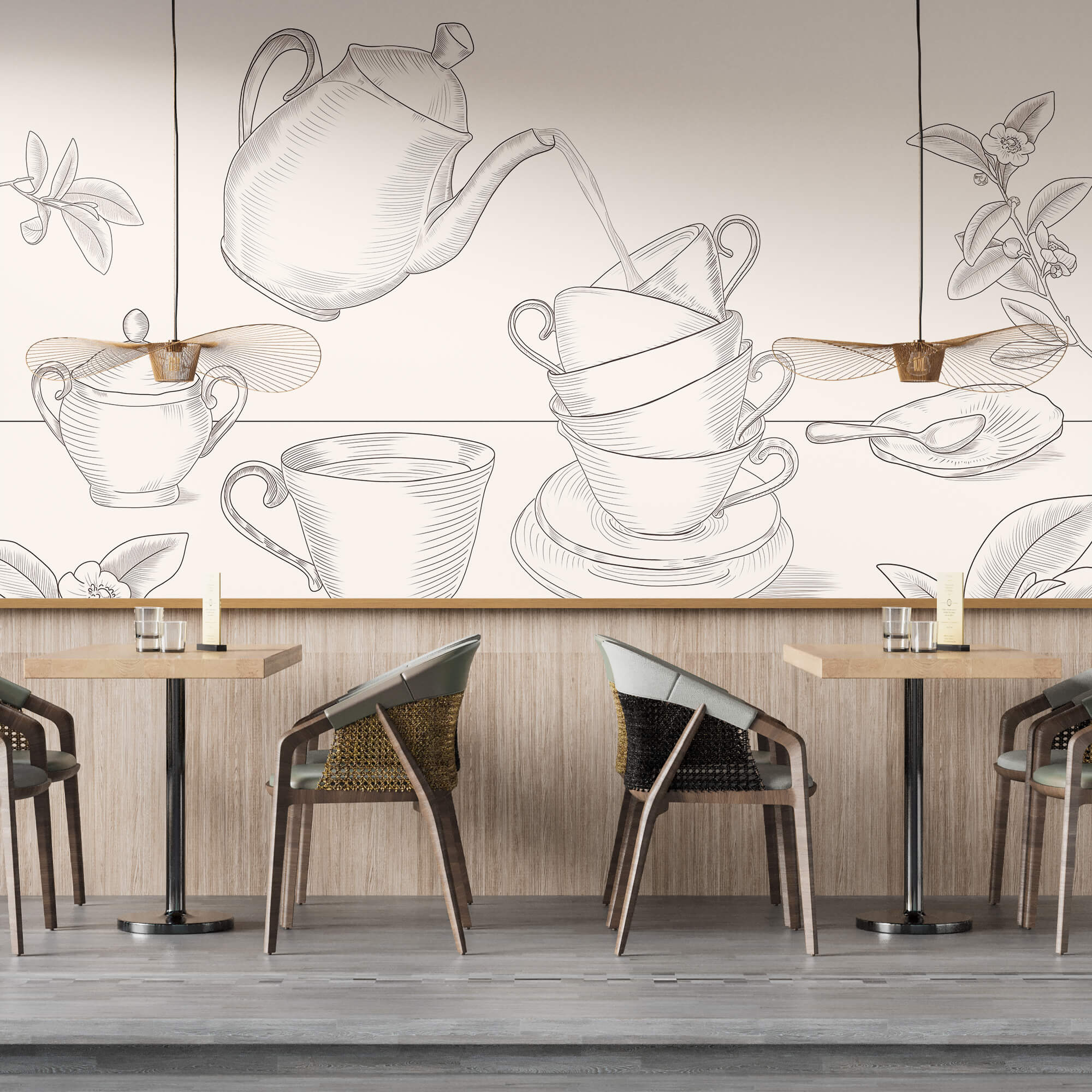 Чайник, що наливає чай у стос чашок Чайник, що наливає чай у стос чашок