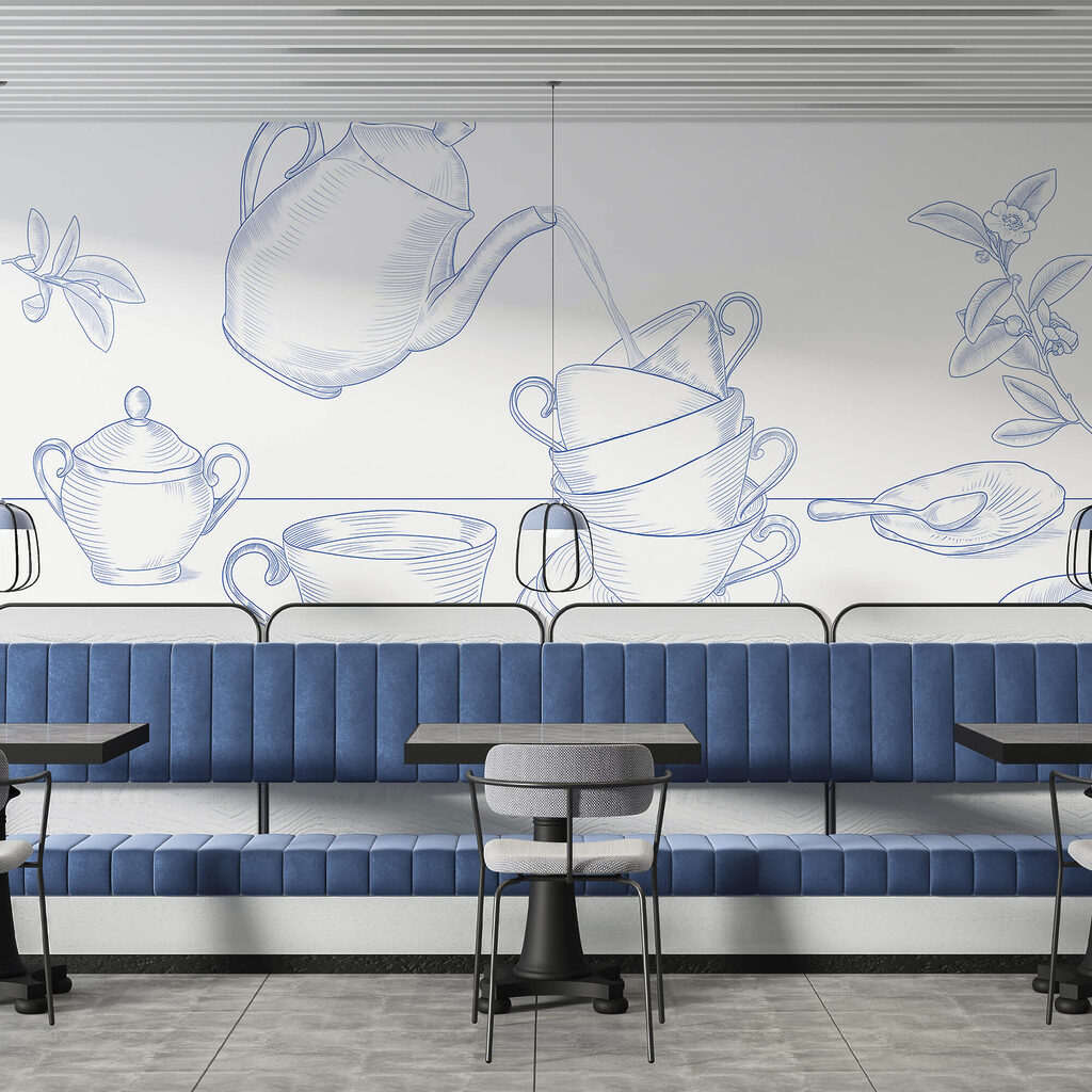 Чайник, що наливає чай у стос чашок