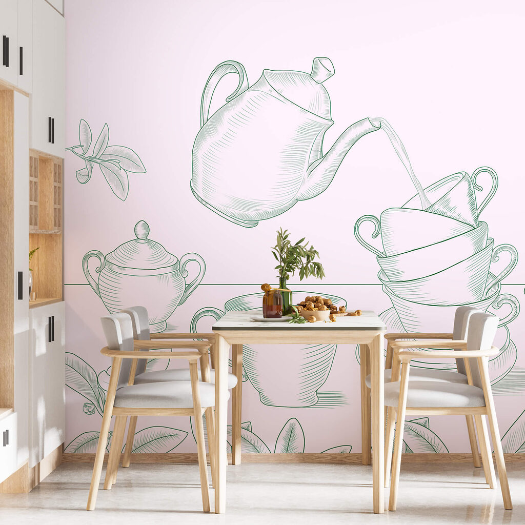 Чайник, що наливає чай у стос чашок Чайник, що наливає чай у стос чашок