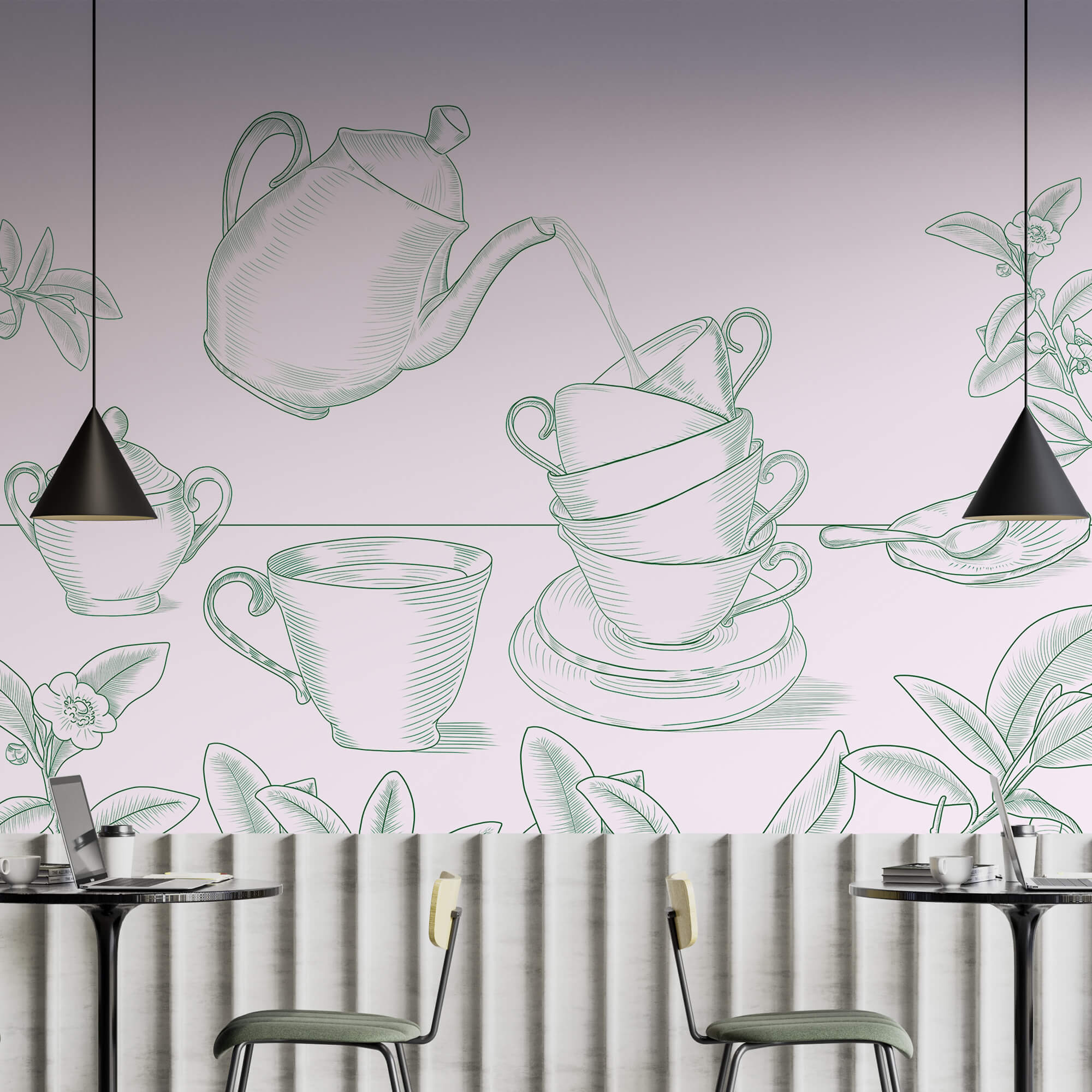 Чайник, що наливає чай у стос чашок Чайник, що наливає чай у стос чашок