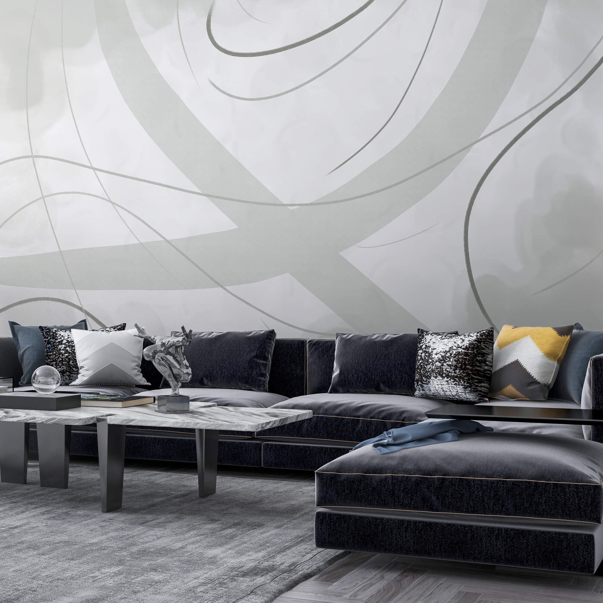 Білий і сірий фон з лініями та кривими