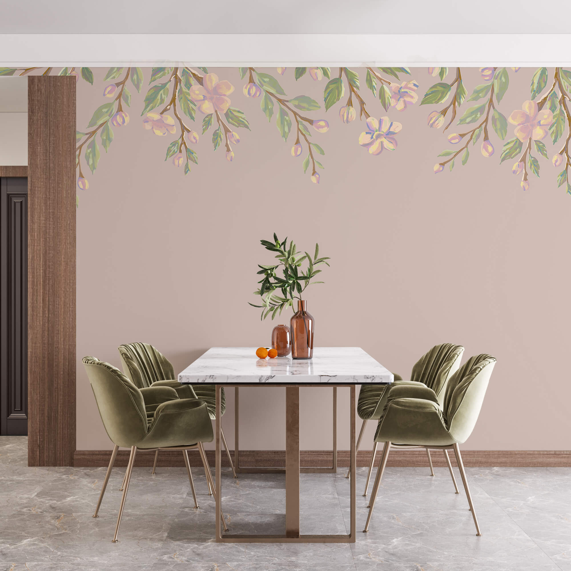 Ніжний квітковий малюнок на м'якому тлі