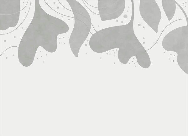 Grey and white background with leaves