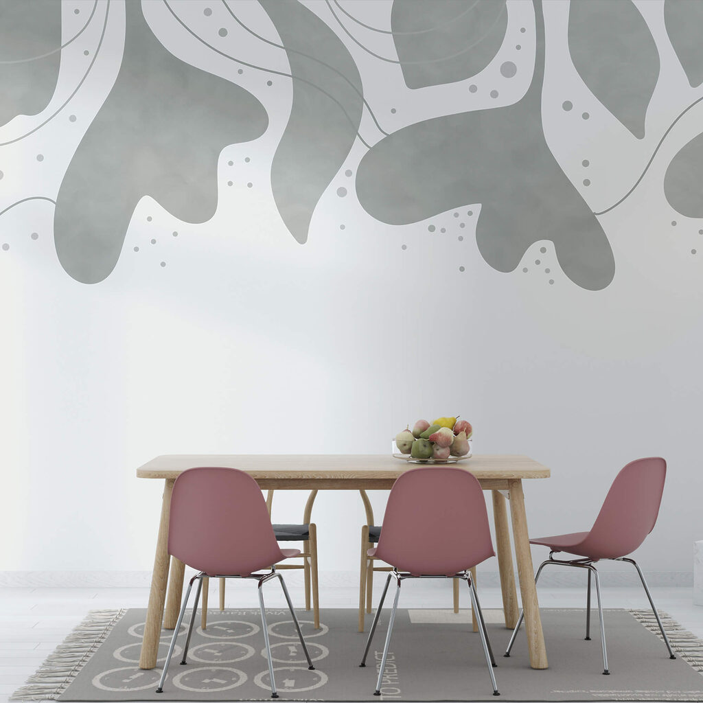 Сіро-білий фон з листям