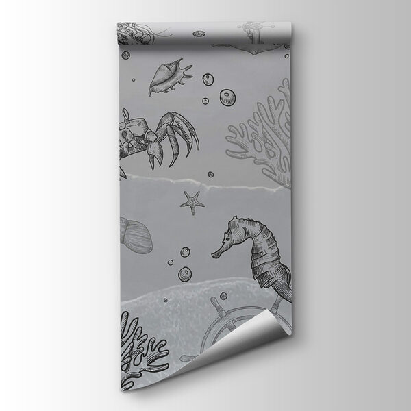 Grey background with sea creatures