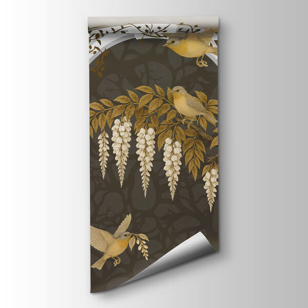 White arch with birds flying over it