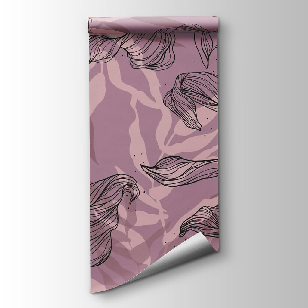 Drawing of leaves on a purple background Drawing of leaves on a purple background