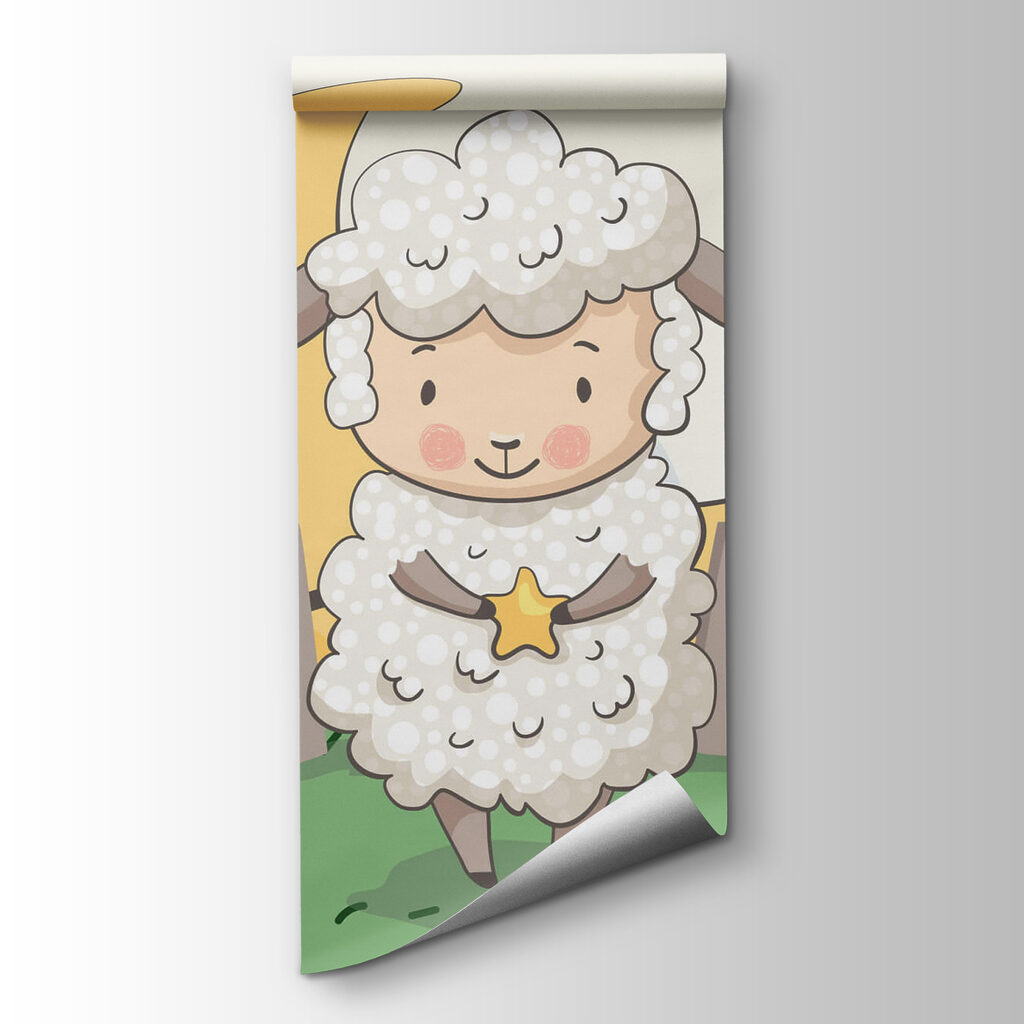 Cartoon of a sheep holding a star
