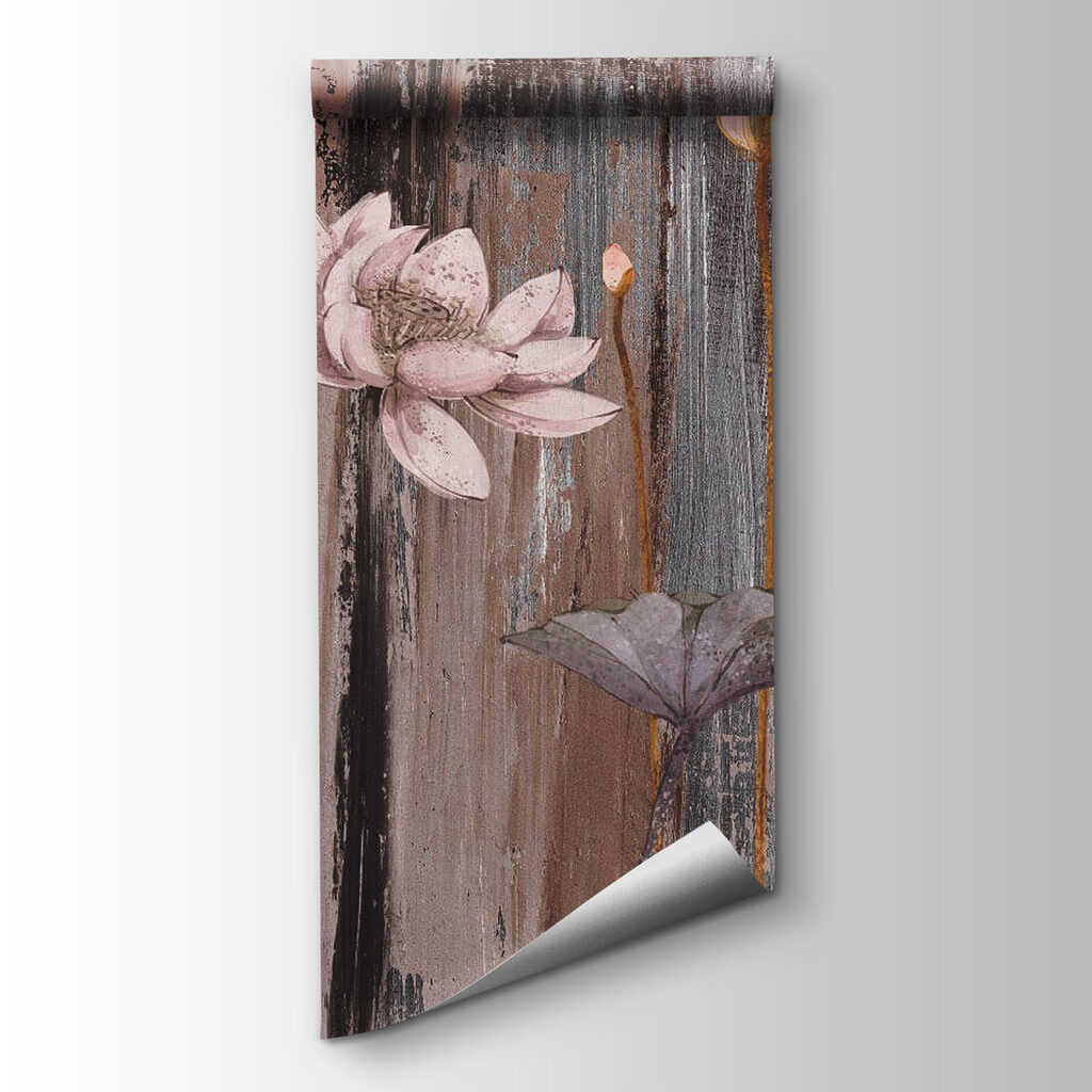 Painting of flowers on a wood surface