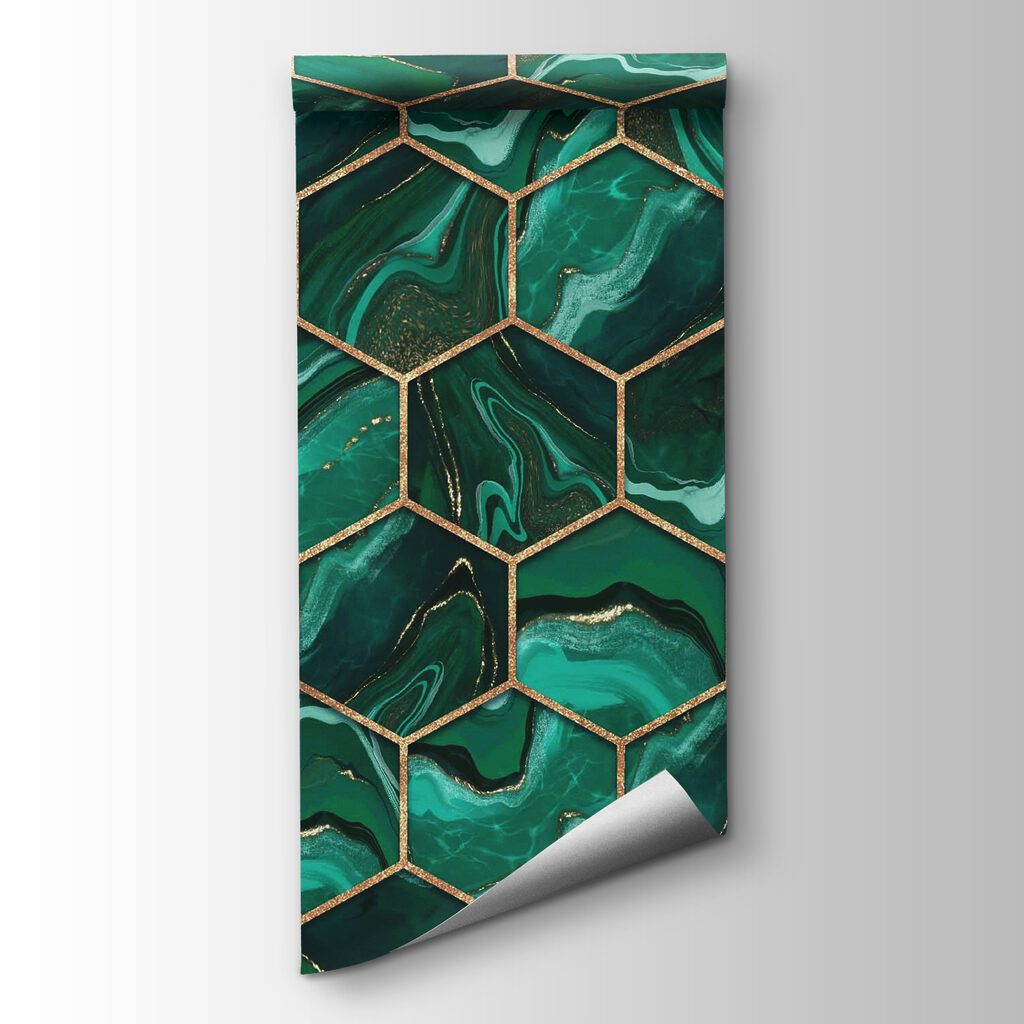 Vibrant hexagonal marble pattern design